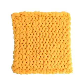 Tesco Living and Home Handwoven Chunky Knit Throw Blanket, Yellow offer