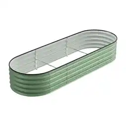 Tesco Living and Home Oval Galvanised Steel Raised Garden Bed, 240x80x42cm, Light Green offer