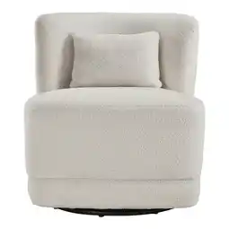 Tesco Living and Home Teddy Fur Upholstered Swivel Barrel Chair with Pillow offer