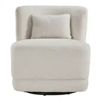 Tesco Living and Home Teddy Fur Upholstered Swivel Barrel Chair with Pillow offer