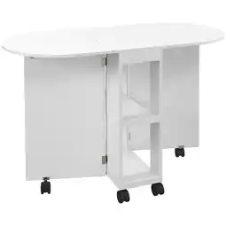 Tesco HOMCOM Folding Dining Table for Small Spaces with 2 Shelves White offer