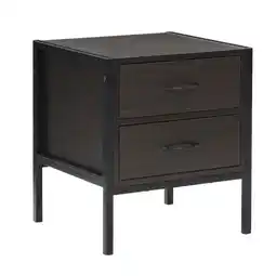 Tesco Living and Home Retro Wooden Nightstand with 2 Drawers - Dark Brown offer