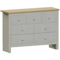 Tesco Vida Designs Arlington 7 Drawer Chest of Drawers Shaker Bedroom Storage, Grey & Oak offer