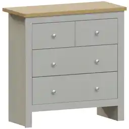 Tesco Vida Designs Arlington 4 Drawer Chest of Drawers Shaker Bedroom Storage, Grey & Oak offer