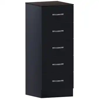 Tesco Vida Designs Riano 5 Drawer Narrow Chest of Drawers Bedroom Storage, Black offer