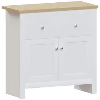 Tesco Vida Designs Arlington 2 Drawer 2 Door Sideboard Shaker Buffet Cabinet Storage, White & Oak offer