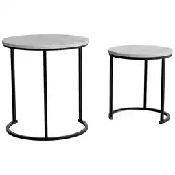 Tesco Vida Designs Brooklyn Round Nest of Tables 2 Piece Set Nesting Sofa Bedside Side Table, Grey offer