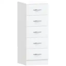 Tesco Vida Designs Riano 5 Drawer Narrow Chest of Drawers Bedroom Storage, White offer