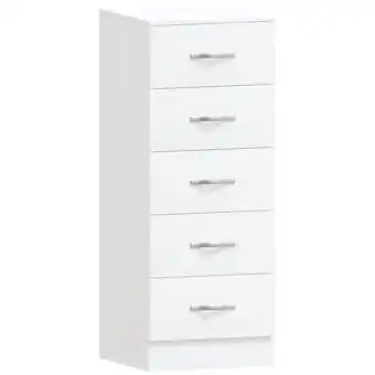 Tesco Vida Designs Riano 5 Drawer Narrow Chest of Drawers Bedroom Storage, White offer