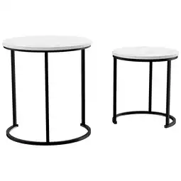 Tesco Vida Designs Brooklyn Round Nest of Tables 2 Piece Set Nesting Sofa Bedside Side Table, Marble offer