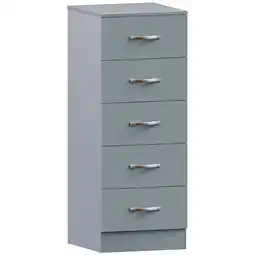 Tesco Vida Designs Riano 5 Drawer Narrow Chest of Drawers Bedroom Storage, Grey offer