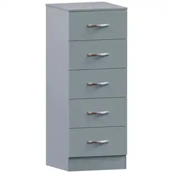 Tesco Vida Designs Riano 5 Drawer Narrow Chest of Drawers Bedroom Storage, Grey offer