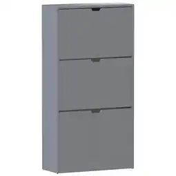 Tesco Vida Designs 3 Drawer Shoe Cabinet Shoe Rack Storage Cupboard, 100% FSC, Grey offer