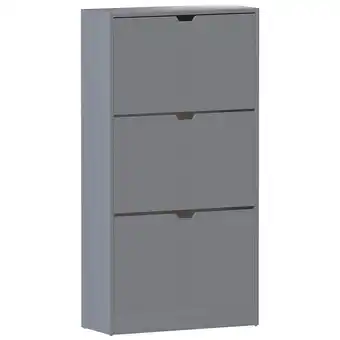 Tesco Vida Designs 3 Drawer Shoe Cabinet Shoe Rack Storage Cupboard, 100% FSC, Grey offer