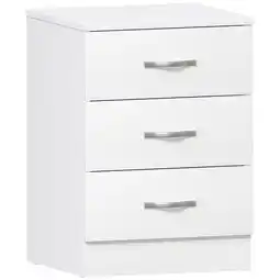 Tesco Vida Designs Riano 3 Drawer Bedside Chest Cabinet Table Nightstand, White offer