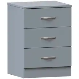 Tesco Vida Designs Riano 3 Drawer Bedside Chest Cabinet Table Nightstand, Grey offer