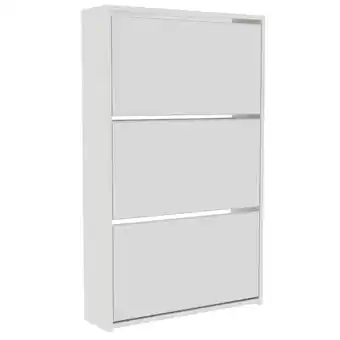 Tesco Vida Designs Welham 3 Drawer Mirrored Shoe Cabinet Shoe Rack Storage Cupboard, White offer