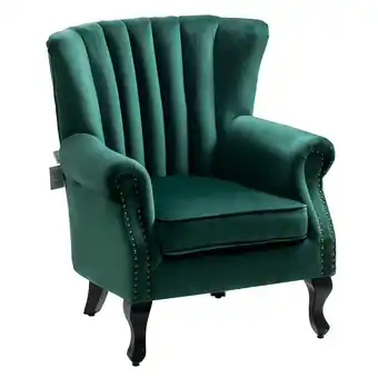 Tesco Living and Home Velvet Channel Back Occasional Armchair - Green offer