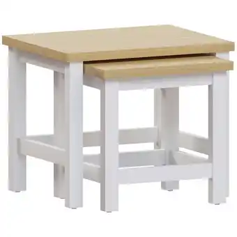 Tesco Vida Designs Arlington Nest of Tables 2 Piece Set Nesting Sofa Bedside Side Table, White & Oak offer