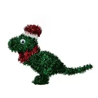 Tesco Tinsel Dinosaur with Red Santa Hat Christmas Hanging Decoration 15cm offer