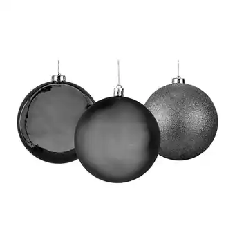 Tesco Dark Grey Shatterproof Christmas Baubles 6cm - Pack of 6 offer