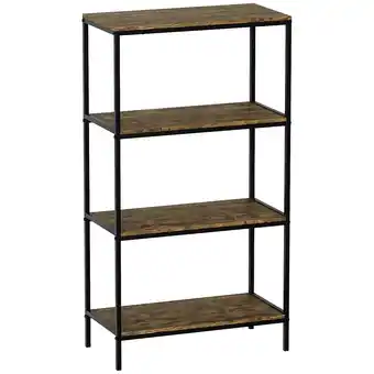 Tesco Vida Designs Brooklyn 4 Tier Bookcase Industrial Style Display Storage, Dark Wood offer