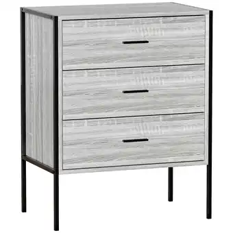 Tesco Vida Designs Brooklyn 3 Drawer Chest of Drawers Industrial Bedroom Storage, Grey offer