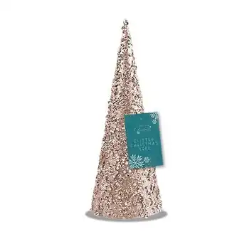 Tesco Rose Gold Glitter & Pearl Christmas Tree Ornament 25cm offer