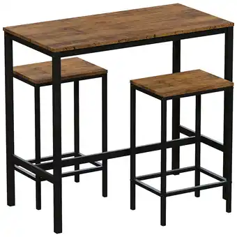 Tesco Vida Designs Roslyn 2 Seater Bar Table Set 3 Piece Dining Table & Stools, Dark Wood offer