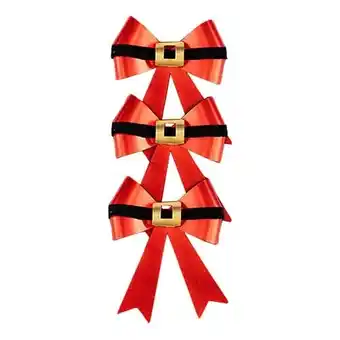 Tesco Santa Claus Red Christmas Present Bow Decorations - Pack of 3 offer