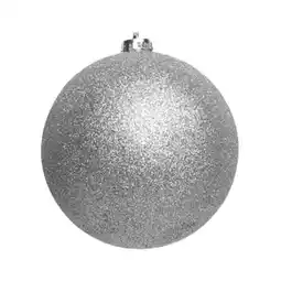 Tesco Dark Grey Glitter Shatterproof Christmas Bauble 15cm offer