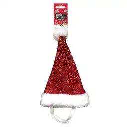 Tesco Pet Tinsel Santa Claus Christmas Hat - Medium / Large offer