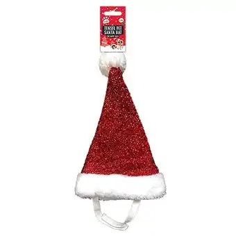 Tesco Pet Tinsel Santa Claus Christmas Hat - Medium / Large offer