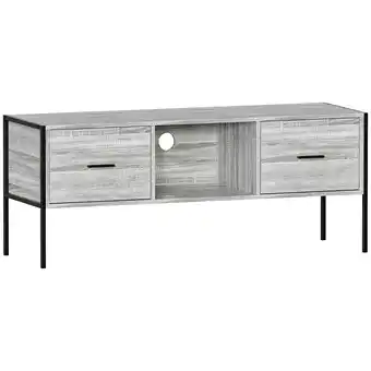 Tesco Vida Designs Brooklyn 2 Drawer TV Unit Industrial Entertainment Storaeg, Grey offer