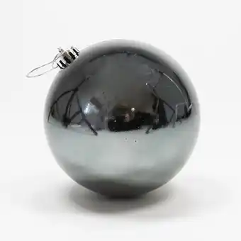 Tesco Dark Grey Shiny Shatterproof Christmas Bauble 15cm offer