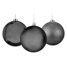 Tesco Dark Grey Shatterproof Christmas Baubles 10cm - Pack of 3 offer