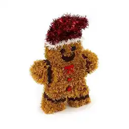 Tesco Tinsel Gingerbread Man with Red Santa Hat Christmas Hanging Decoration 16cm offer