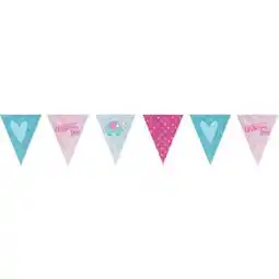 Tesco Christening Day Pink Foil Pennant Bunting 3.96 m offer