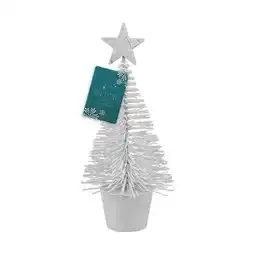 Tesco White Glitter Bottle Brush Christmas Tree Decoration 14cm offer