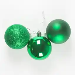 Tesco Emerald Green Shatterproof Christmas Baubles 6cm - Pack of 6 offer