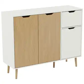 Tesco Vida Designs 3 Door 1 Drawer Sideboard Buffet Cabinet Storage, White & Oak offer