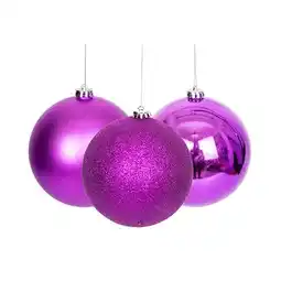 Tesco Purple Shatterproof Christmas Baubles 6cm - Pack of 6 offer