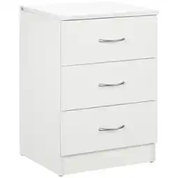 Tesco HOMCOM Modern 3 Drawers Side Cabinet Wooden Bedside Table White offer