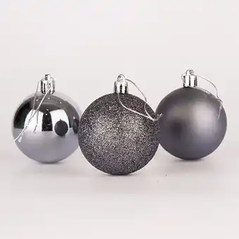 Tesco Dark Grey Shatterproof Christmas Baubles 3cm - Pack of 12 offer