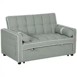 Tesco HOMCOM 2 Seater Pull Out Sofa Bed Adjustable Backrest, Light Grey Grey offer