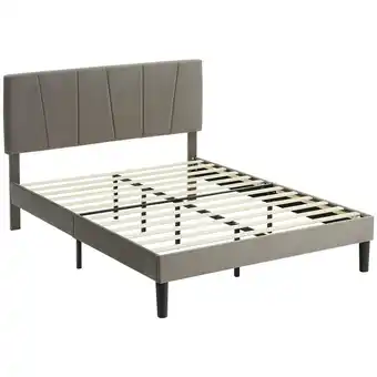 Tesco HOMCOM King Size Bed Frame with 5-Level Adjustable Headboard Wooden offer