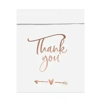 Tesco Rose Gold Print Thank You White Treat Bags - Pack of 6 offer