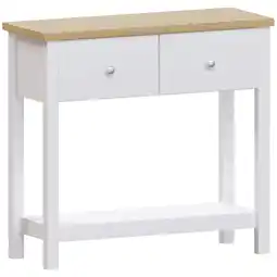 Tesco Vida Designs Arlington 2 Drawer Console Table With Shelf, White & Oak offer