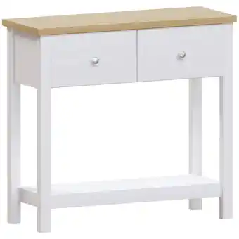 Tesco Vida Designs Arlington 2 Drawer Console Table With Shelf, White & Oak offer