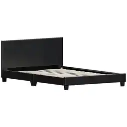 Tesco Vida Designs Lisbon 4ft6 Double Bed Faux Leather, Black, 135 x 190cm offer